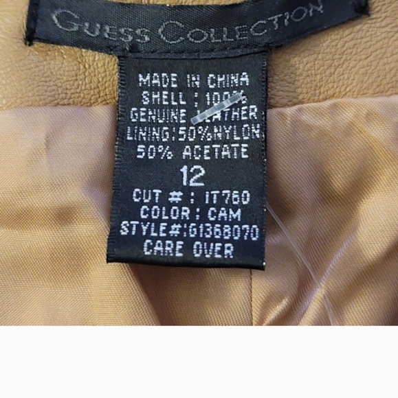 NWT Guess Collection Tan Leather Pants Women's 12 Buttery Soft Lined Fringe - Picture 3 of 7